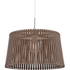 EGLO Sendero hanglamp met 1 fitting, natuurlijke vintage, boho, hanglamp van staal in mat nikkel en bruin hout, hangende eettafellamp, woonkamerlamp m