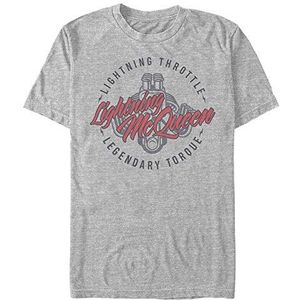 Disney Pixar uniseks-volwassene Cars - Mcqueen Engine Organic Short Sleeve T-shirt T-Shirt grijs, gemêleerd M