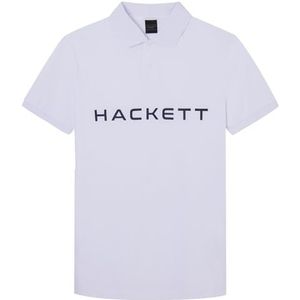 Hackett London Heren Essential Sp Crew Polo, Wit (Wit/Navy), S, Wit (wit/marine), S