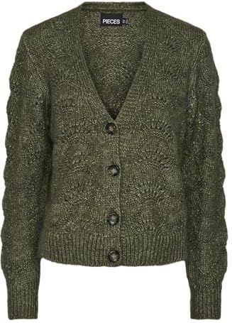 PIECES - Gebreid Vest - Olijfgroen - Bibbi