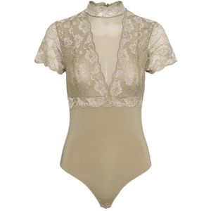 PIECES Pcsicca Ss High Neck Bodystocking, White Pepper, M