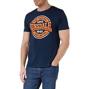 Lonsdale Men's ALMINGTON T-shirt, marineblauw/neon oranje, XXL