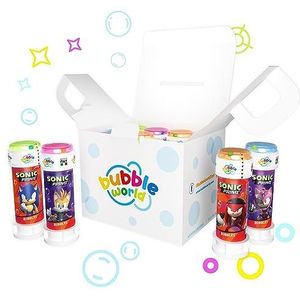 Dulcop Bubble World 103013110008-Sonic Party Pack-Verschillende afbeeldingen Sonic zeepbellen, kleur tube, wit, 103013110008
