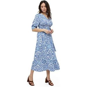 Peppercorn Dames Nicoline jurk met 2/3 mouwen, Marina Blue Print, M, Print Marina Blauw, M