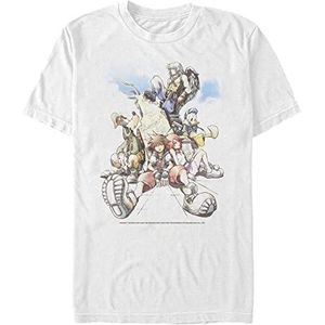 Disney Kingdom Hearts - Group In the Clouds Unisex Crew neck T-Shirt White XL