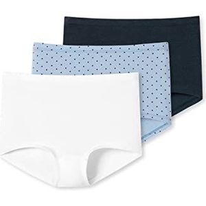Schiesser Meisjes, 3 stuks, shorts, onderbroeken, ondergoed, blauw wit bedrukt, 152, Blauw wit bedrukt, 152 cm