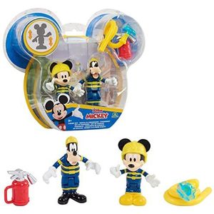 Mickey, McC044, 2 figuren met gewrichten, 7,5 cm, met accessoires, brandweerspeelgoed voor kinderen vanaf 3 jaar