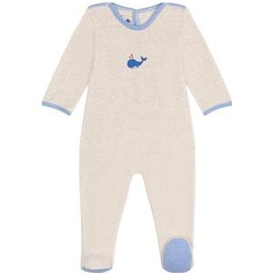 Petit Bateau - Fluwelen Babypyjama - Walvis - Unisex - 3 maanden