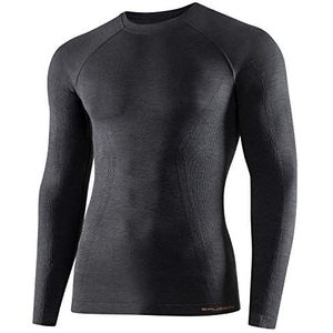 BRUBECK Heren lange mouwen functioneel shirt | ademend | thermo | sport | fitness | onderhemd | ondergoed | 41% merino-wol | LS12820, maat: M, kleur: donkergrijs