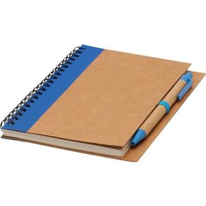 Chinchilla® Gerecycled notitieringboek | blauw A5 met zwarte balpen | milieuvriendelijke schrijfset | 70 vellen | spiraalbinding | ideaal voor zaken | conferenties