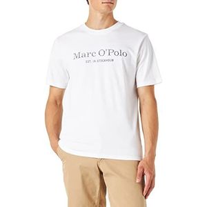 Marc O'Polo Heren 51230 T-shirt met inside-print, comfortabel bovendeel van biologisch katoen, casual shirt met korte mouwen voor heren, wit nieuw, M