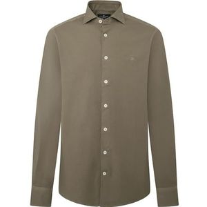 Hackett London Heren Ess Gmt Dye Stret Pop Shirt, Bruin (Kaki), L