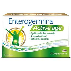 Enterogermina Active Age, voedingssupplementen met probiotica (melkzuur), ginkgo biloba en vitamine B12, evenwicht darmflora, antioxidant, vermindert vermoeidheid, 28 cpr