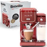 Breville Espressomachine Prima Latte III | Espressomachine, Cappuccino en Latte | Italiaanse pomp 19 bar | Automatische melkopschuimer | compatibel met ESE Pod | Rood