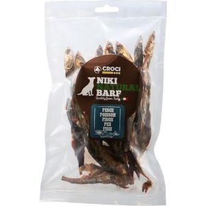 Croci Niki Natural Barf Fish Hondensnack, 100% gedroogde ansjovis, rijk aan natuurlijke eiwitten, dieet voor honden, zonder kunstmatige en geconserveerde additieven, 100 g