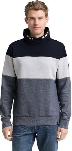 Tom Tailor - Sweatshirt - Navy grindle structure - Met Geborduurd Logo