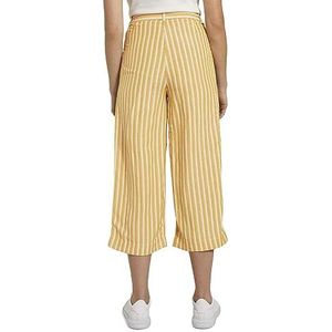 TOM TAILOR Dames Gestreepte culotte broek van linnenmix 1018282, 22580 - Yellow Offwhite Stripe, 40