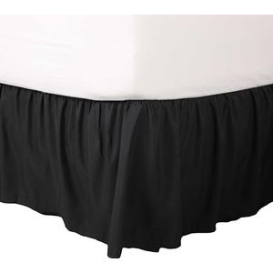 Martex Bedrok met volledige ruches | Easy Fit bedrokken | microvezel bedrok | 15 inch druppel | hotelkwaliteit bedrok | zwart