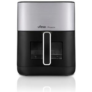 Ufesa Phoenix, Dubbele Weerstands Air Fryer met Stoom, 6 L, 1800 W, 10 Voorgeprogrammeerde Programma's, Venster en Binnenverlichting, Inclusief Receptenboek