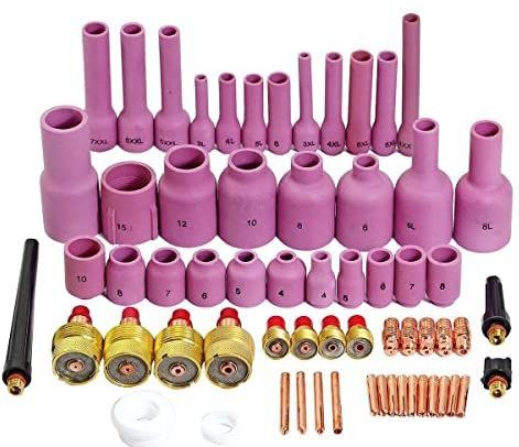 RIVERWELD - Gaslens 45V0204S - Mondstukbekers - Diverse maten - Geschikt voor DB SR WP 9 20 25 - 63 stuks