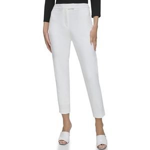 DKNY Dames Front Tab Straight Pants, Ivoor, Maat 38, ivoor, 38