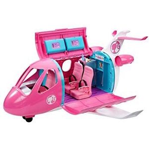 Barbie Droomvliegtuig transformerende speelset met verstelbare stoelen, en meer dan 15 accessoires, waaronder een puppy en een snackwagen, voor kinderen vanaf 3 jaar, GDG76
