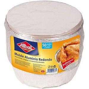 Albal Ronde aluminium vormen met deksel, 20 x 20 cm, professionele grootte, voedselconservering, inhoud 1,44 liter, 50 stuks