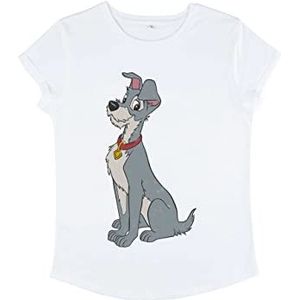 Disney Classics Lady & The Tramp - Tramp Vintage Women's Rolled-sleeve White L