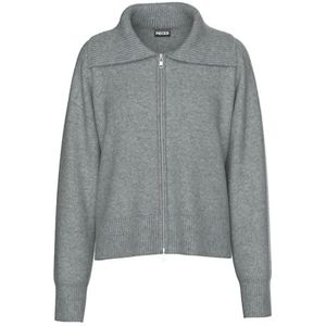pieces - PCMALOU LS ZIP KNIT CARDIGAN - Medium Grey Melange - Vest