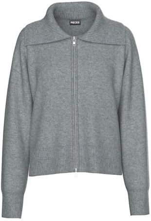 pieces - PCMALOU LS ZIP KNIT CARDIGAN - Medium Grey Melange - Vest