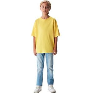 LTB Jeans T-shirts voor jongens Letene T-shirt met korte mouwen met LTB-logo print in geel maat - 140CM, Primrose Yellow 8358, 140 cm