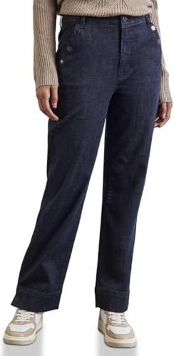 Street One - A378417 - Jeans - Blauw - Casual Fit - Rechte Snit - Verwassen Donker Indigo