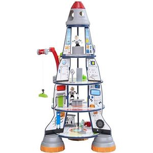 KidKraft 63443 Rocket Ship houten speelset voor kinderen met een raket, ruimtestation en actiefiguurtjes erbij,Meerdere