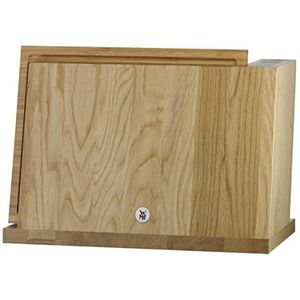 WMF Magnetisch messenblok zonder mes, magnetisch met snijplank, onuitgerust, eikenhout, leeg, voor 6 messen, 1 aanzetstaal, 1 schaar