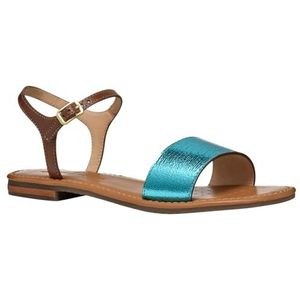 Geox D Sozy S J Slide sandalen voor dames, azuur/camel, 36 EU, azure camel, 36 EU