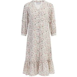 LYNNEA Dames midi-jurk met bloemenprint 10526547-LY02, wolwit meerkleurig, M, Midi-jurk met bloemenprint, M