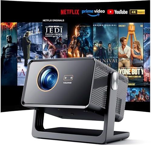 WOLFANG - 4K Smart Beamer - Draagbare Beamer - 28000 Lumen - WiFi 6 - Home Theater Projector