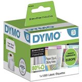 Dymo, Lw-Multifunctionele Etiketten, Zelfklevend (57 Mm X 32 Mm, Rol Met 1.000 Gemakkelijk Verwijderbare Etiketten, Voor Labelwriter-Etiketten, Authentiek Product), Wit