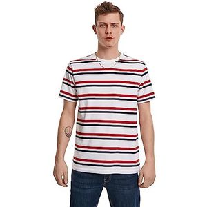 Urban Classics - Yarn Dyed Skate Stripe Heren T-shirt Wit Rood