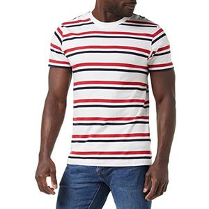 Urban Classics Heren Yarn Dyed Skate Stripe Tee, heren T-shirt, verkrijgbaar in vele verschillende kleuren, maten S tot XXL, meerkleurig (White/Red/Midnightnavy 02053), L