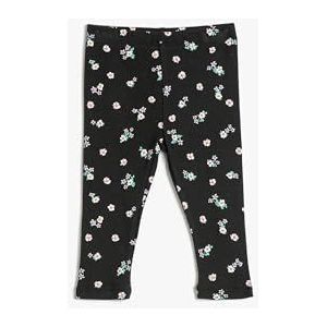 Koton Baybgirls Flower Printed Strik Detail Geribbeld Katoen Leggings, antraciet design (9d2), 18-24 Monate