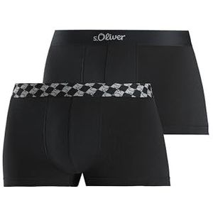s.Oliver Boxershorts voor heren, verpakt per 2 stuks, met logo-band, zwart, 2X zwart, XL