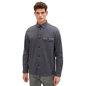 TOM TAILOR Dobby Overhemd voor heren met hoge stretch, 32375-black zigzag structuur, S