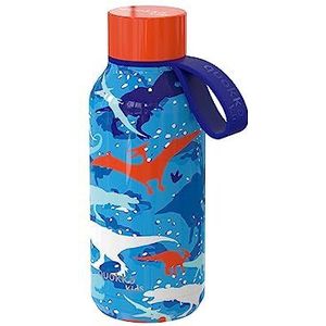 Quokka Kids Solid met hanger - Dinosaur 330 ml | Waterflessen van roestvrij staal BPA-vrij | Dubbelwandige thermosfles - houdt kou en warmte voor kinderen en volwassenen