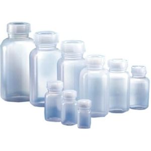 Kautex 2000770532 fles met brede hals met sluiting, rond, 300 ml, LDPE natuur (10 stuks)