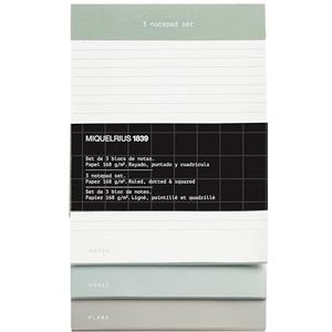 Miquelrius - Notitieblok, gelijmd, stijve kartonnen basis, 3 notitieblokken met elk 48 vellen, wit papier 100 g/m²