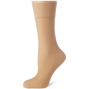 Nur Die Sokjes extra lang 20 denier transparant nylon fijne sokken zijdeachtig mat brede comfortabele band dames, amandel, 38 EU