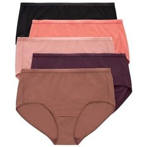 Hanes Mesh slip voor dames, ademend ondergoed, 5-pack, bruin/paars/roze/koraal/zwart, 9 (pak van 5), Tan/Paars/Roze/Koraal/Zwart, 9