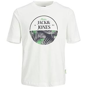 JACK & JONES PLUS Male JORPALMA Branding AOP Tee SS Crew PLS T-shirt, helder wit, 5XL, wit (bright white), 5XL