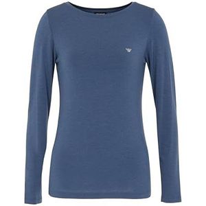 Emporio Armani Dames Tech Wool trui met lange mouwen, Blauw, M